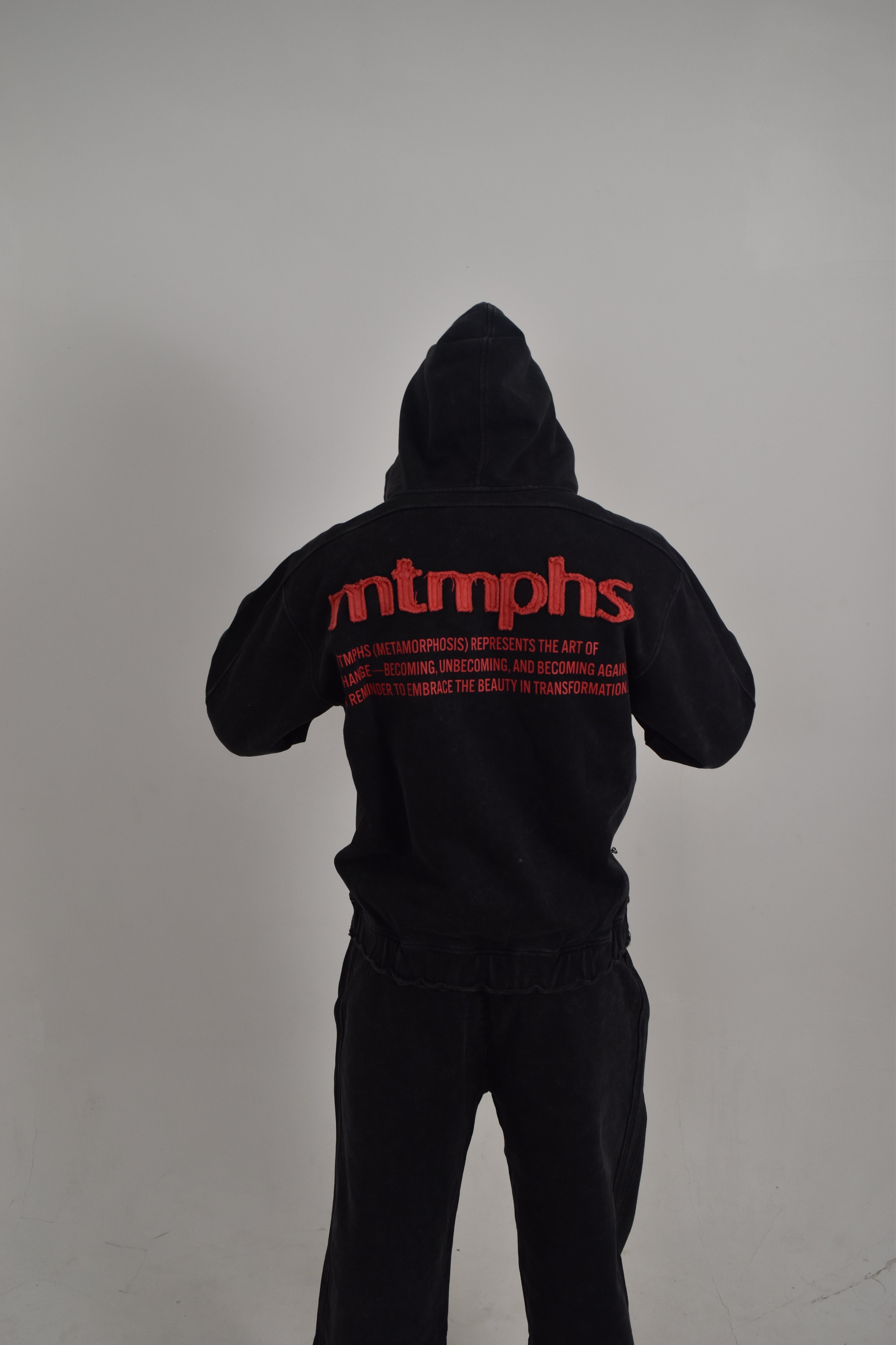 MTMPHS Men's Hooded Jacket - Acid Wash Black