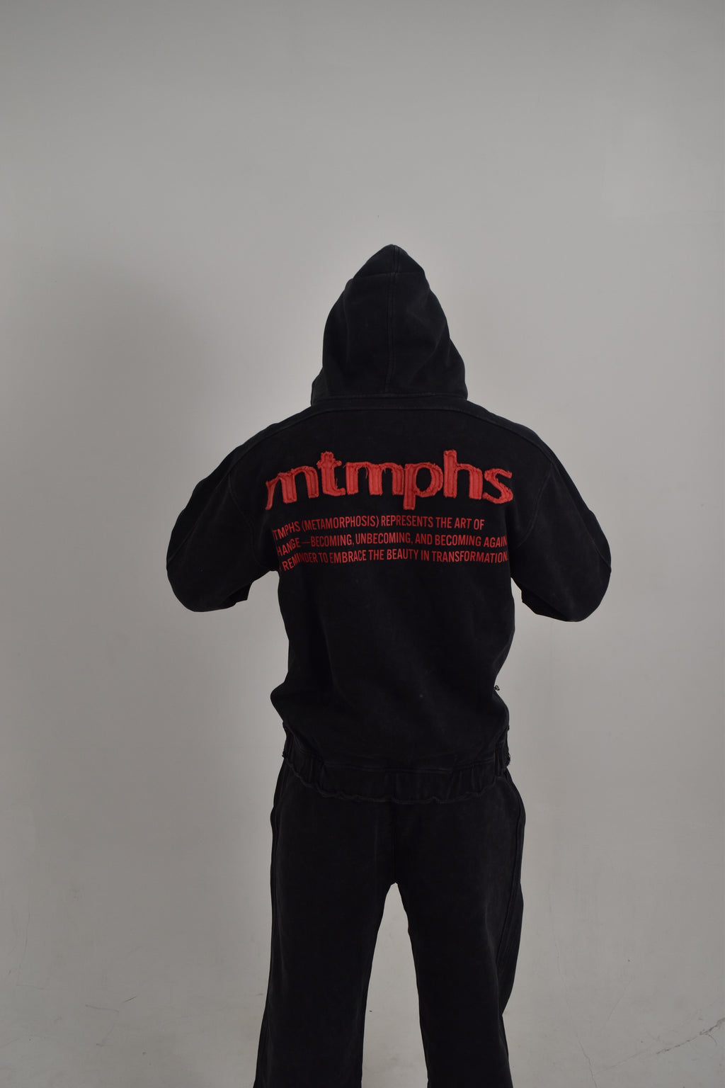 MTMPHS Men's Hooded Jacket - Acid Wash Black