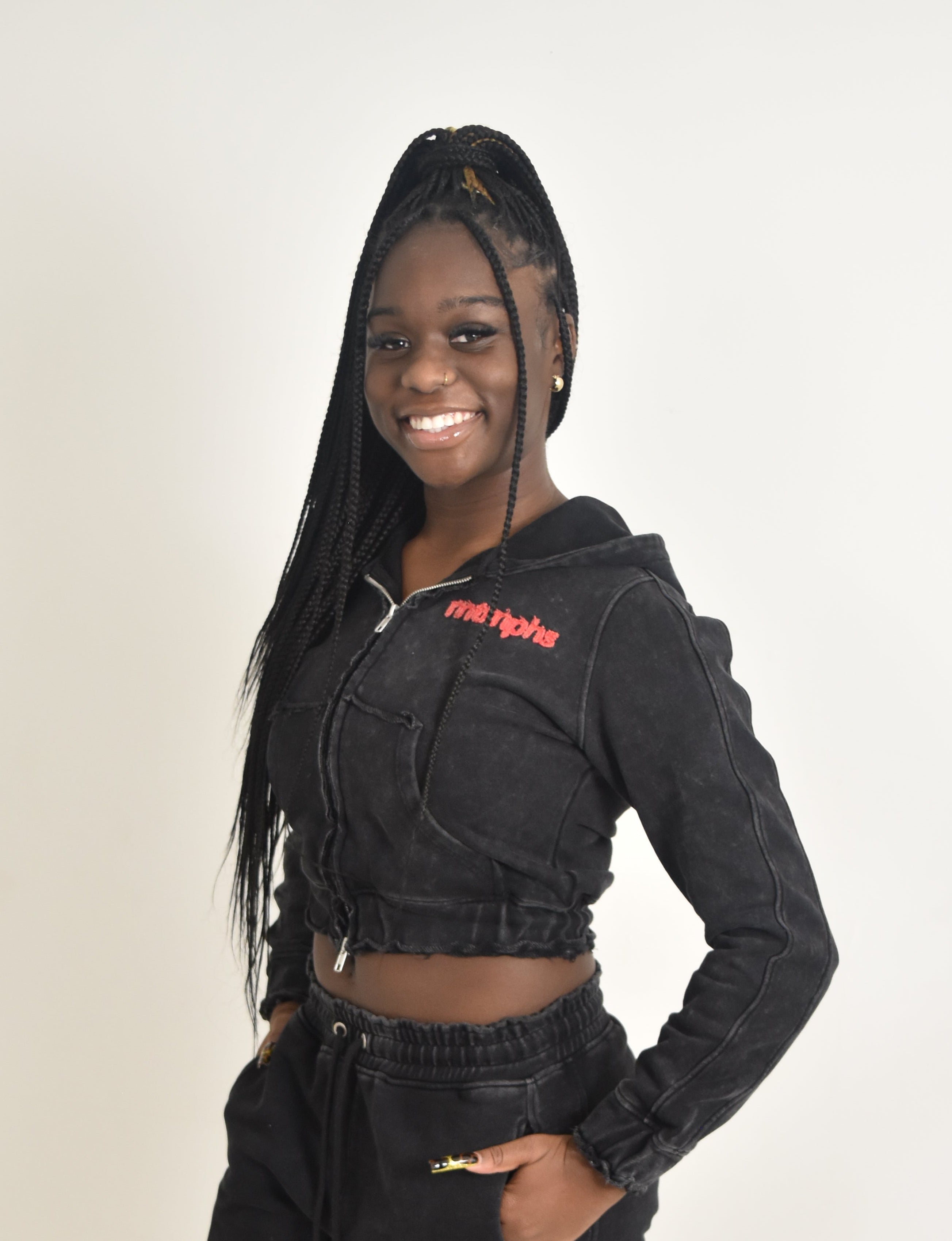 MTMPHS Women's Hooded Jacket - Acid Wash Black