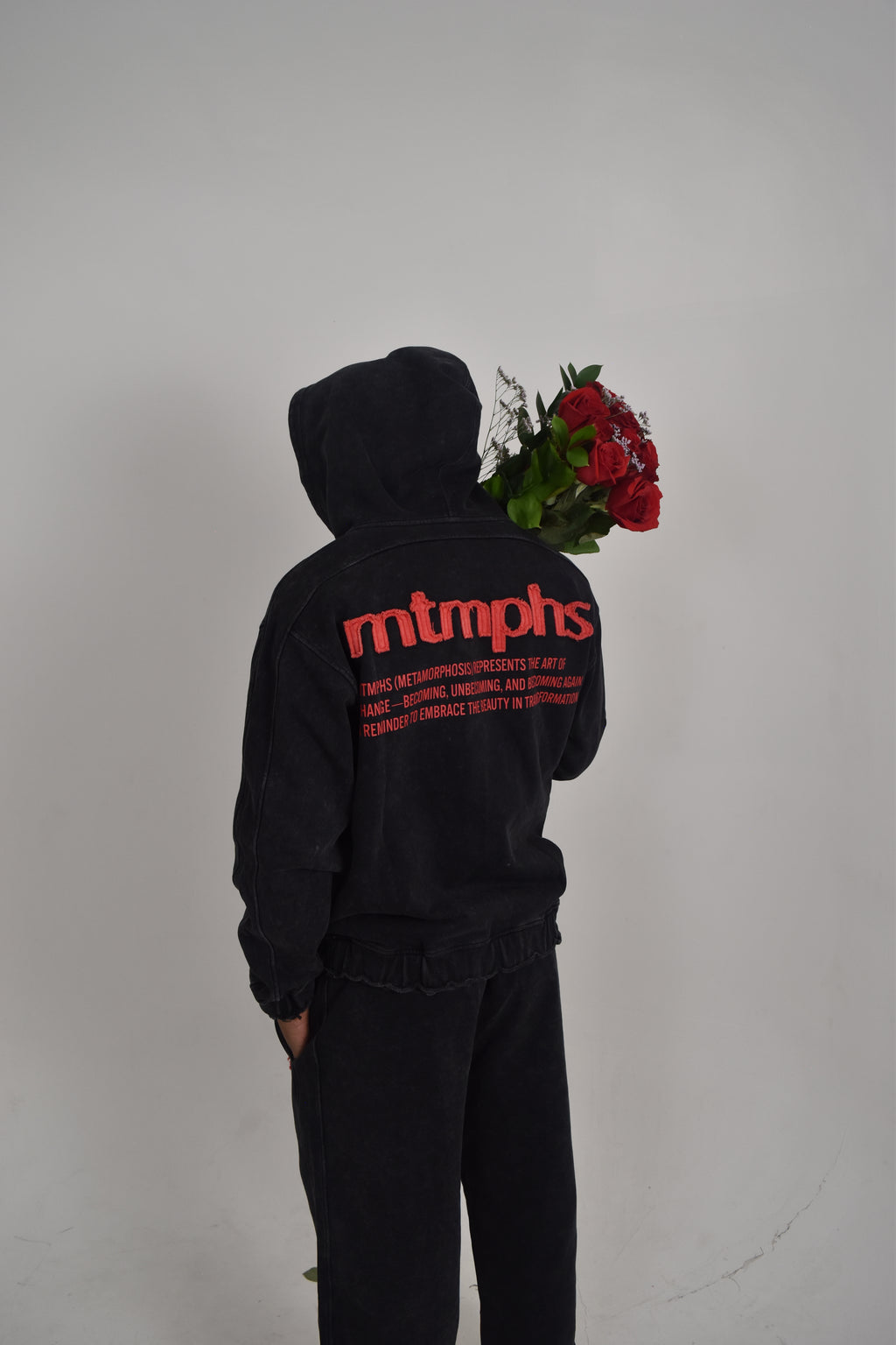 MTMPHS Men's Hooded Jacket - Acid Wash Black