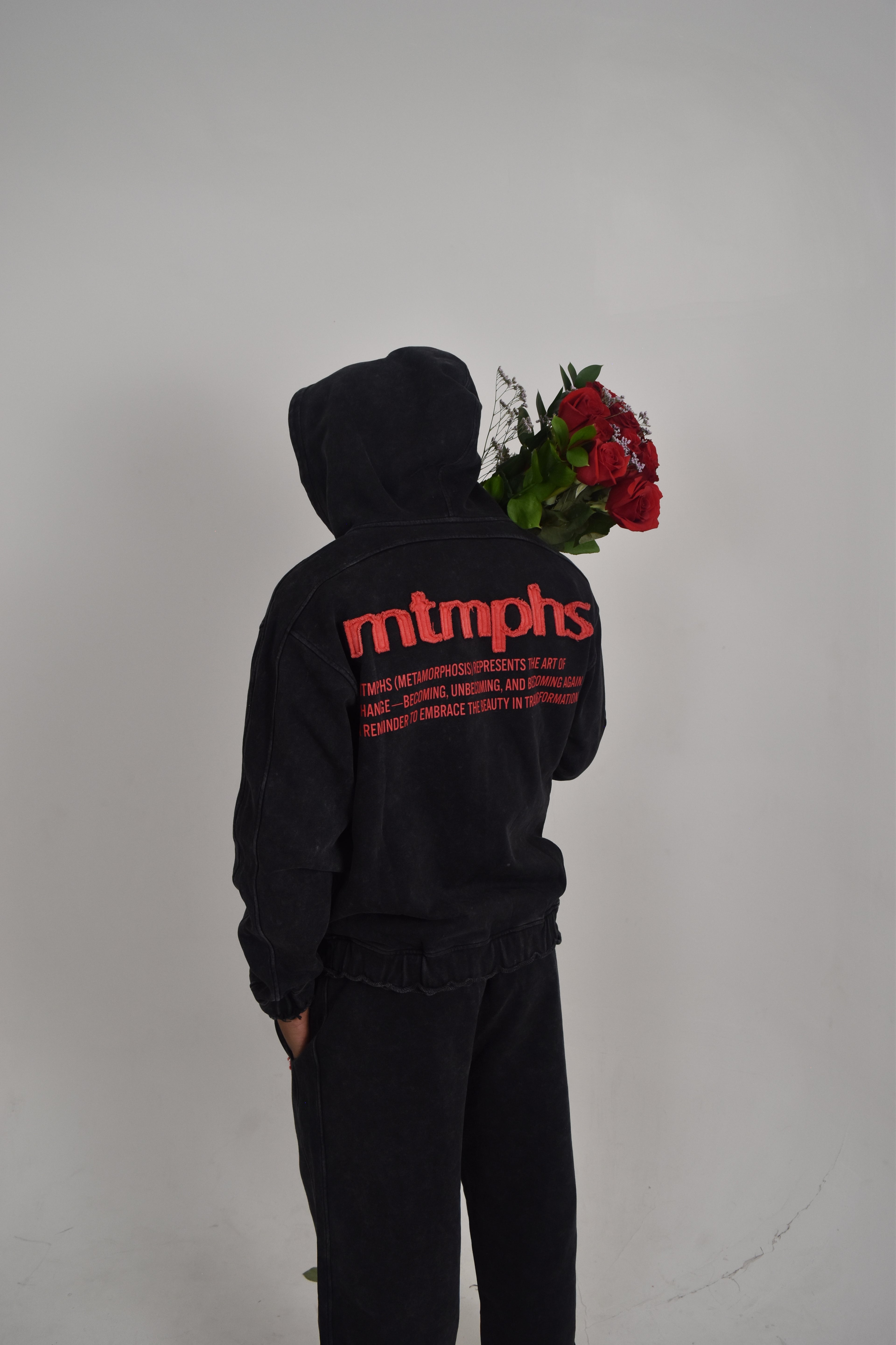 MTMPHS Men's Hooded Jacket - Acid Wash Black