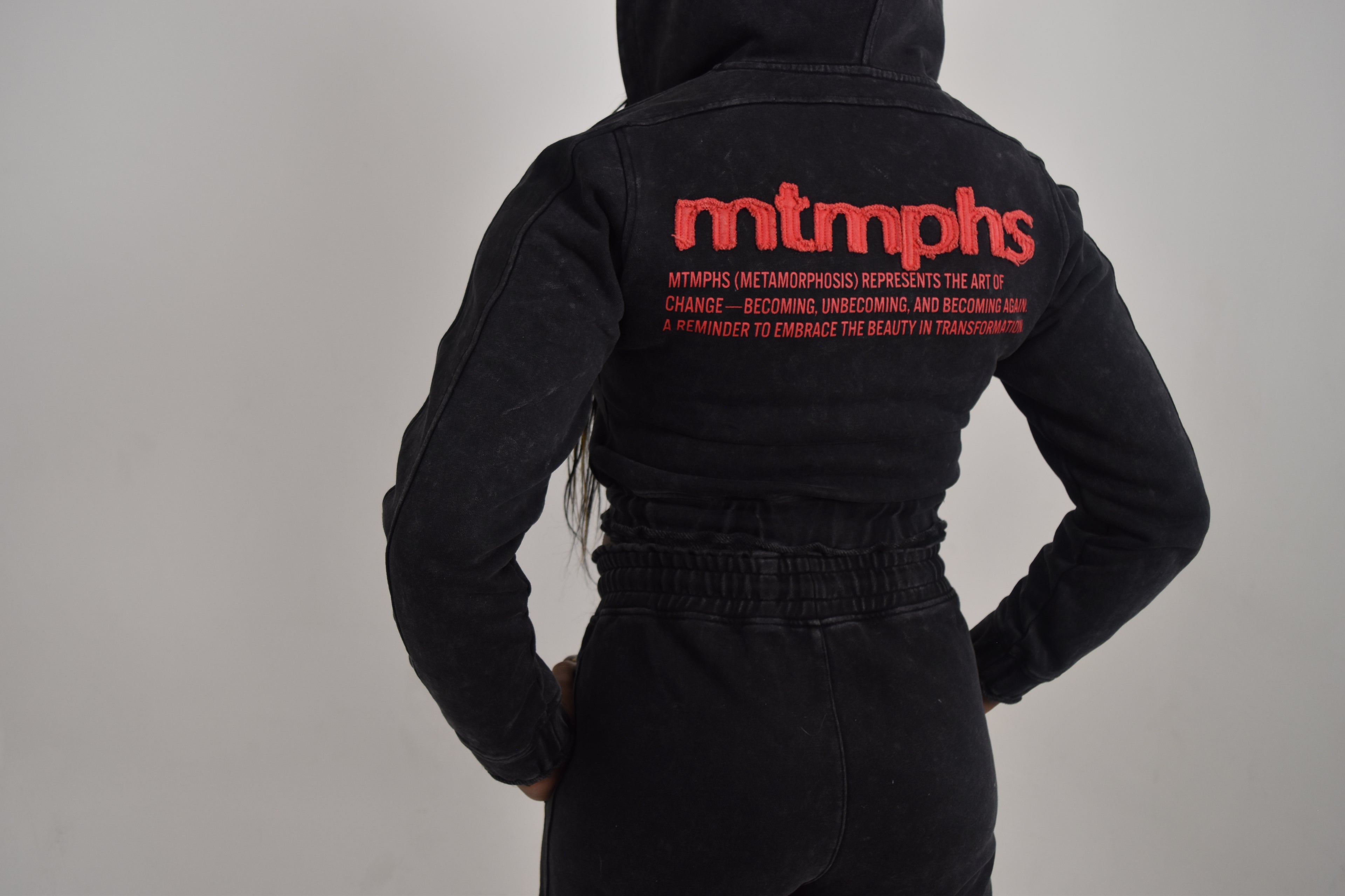 MTMPHS Women's Hooded Jacket - Acid Wash Black